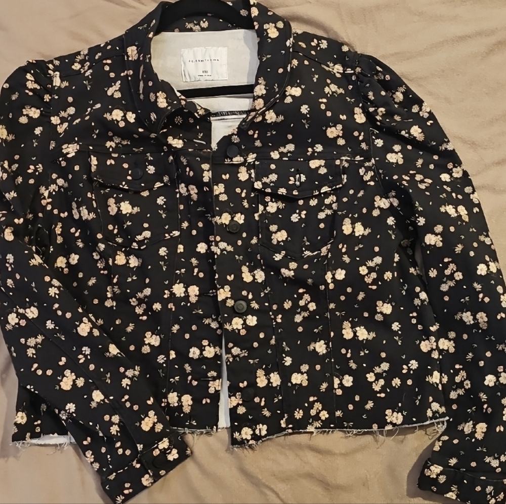 Celebrity Pink Black Floral Jean Jacket